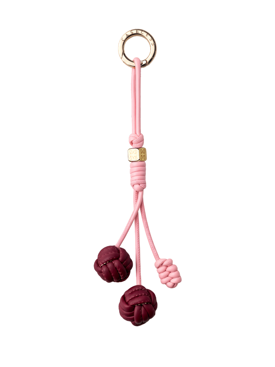 LeatherLoop Cherry Knot Charm – Burgundy & Blush