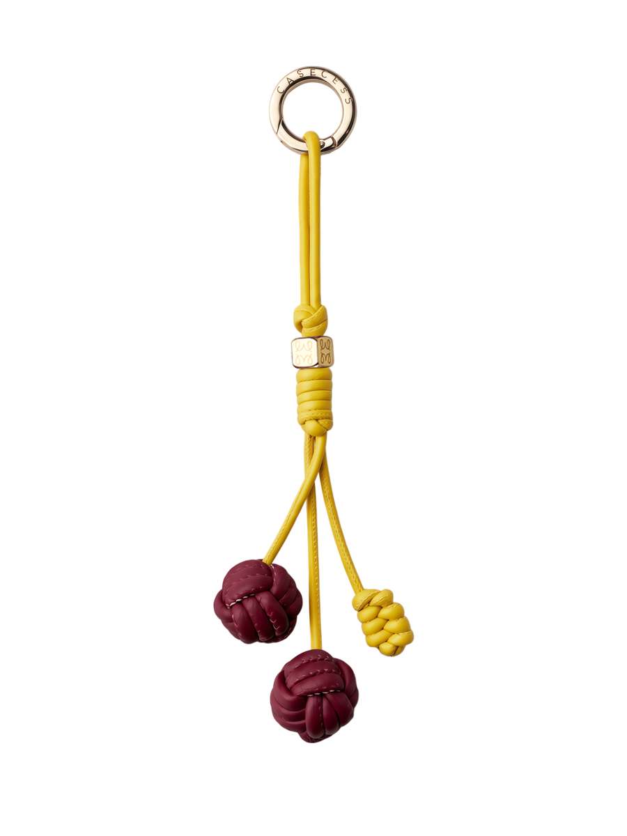 LeatherLoop Cherry Knot Charm – Burgundy & Yellow