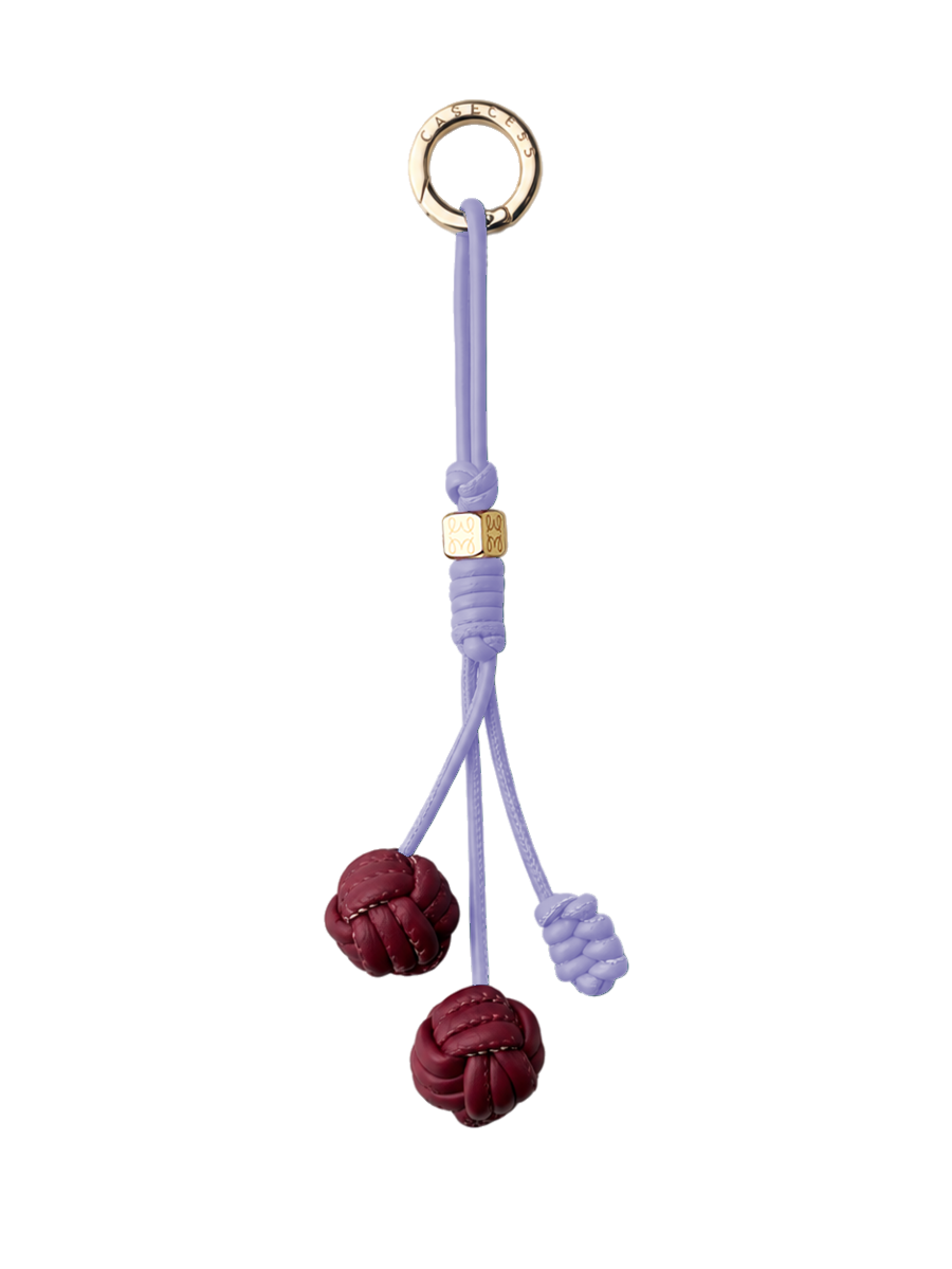 LeatherLoop Cherry Knot Charm – Burgundy & Lavender