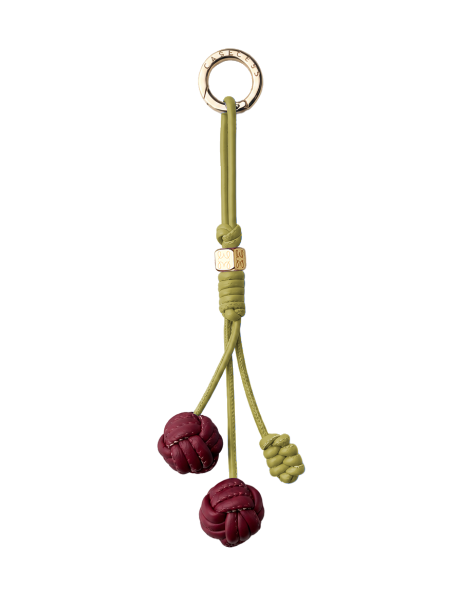 LeatherLoop Cherry Knot Charm – Burgundy & Olive