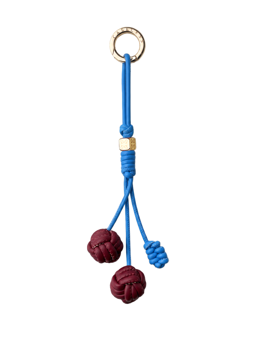 LeatherLoop Cherry Knot Charm – Burgundy & Sky Blue