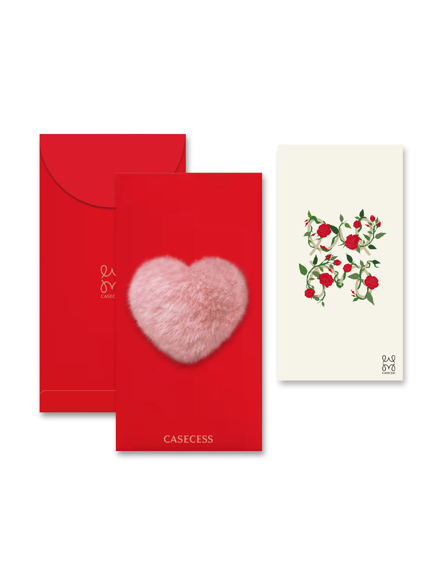 Plush Heart Greeting Envelope Set – Red