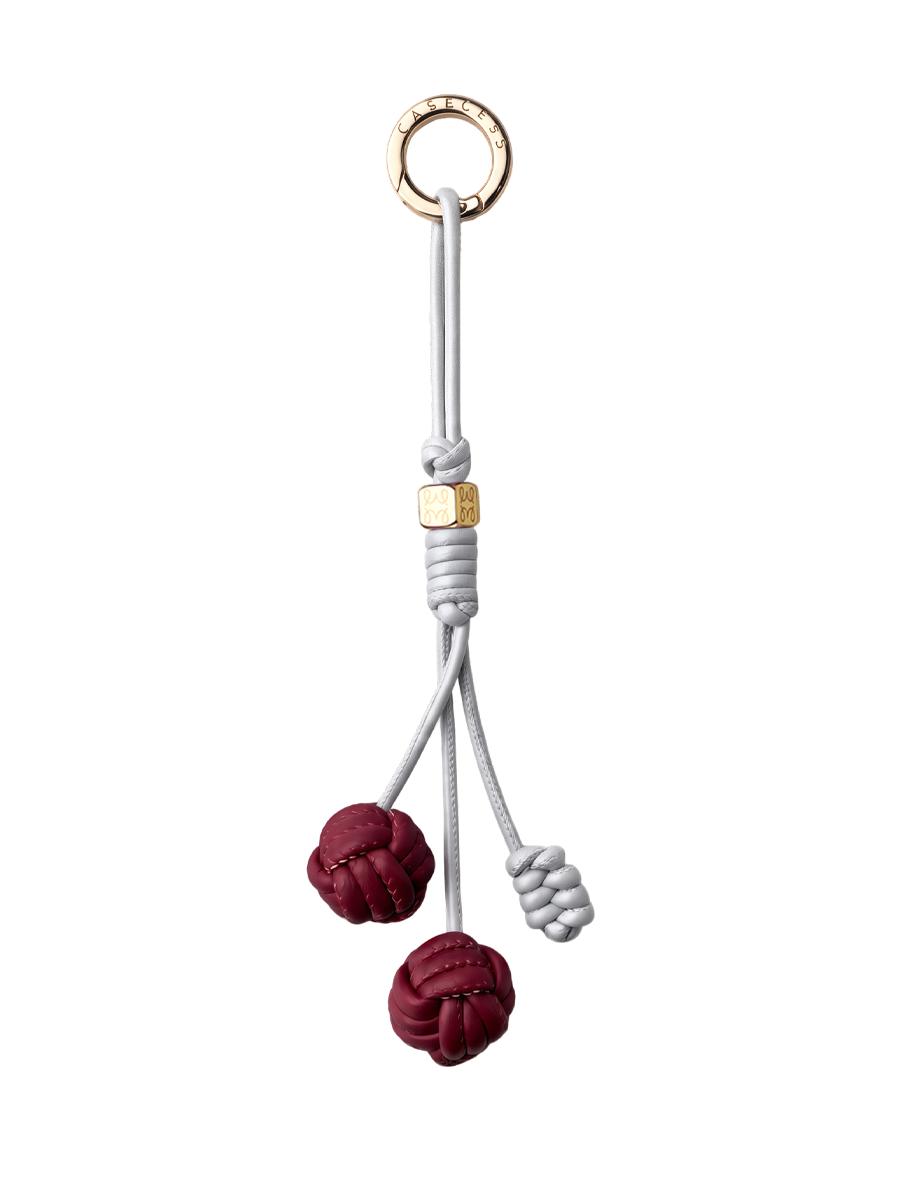 LeatherLoop Cherry Knot Charm – Burgundy & Sliver