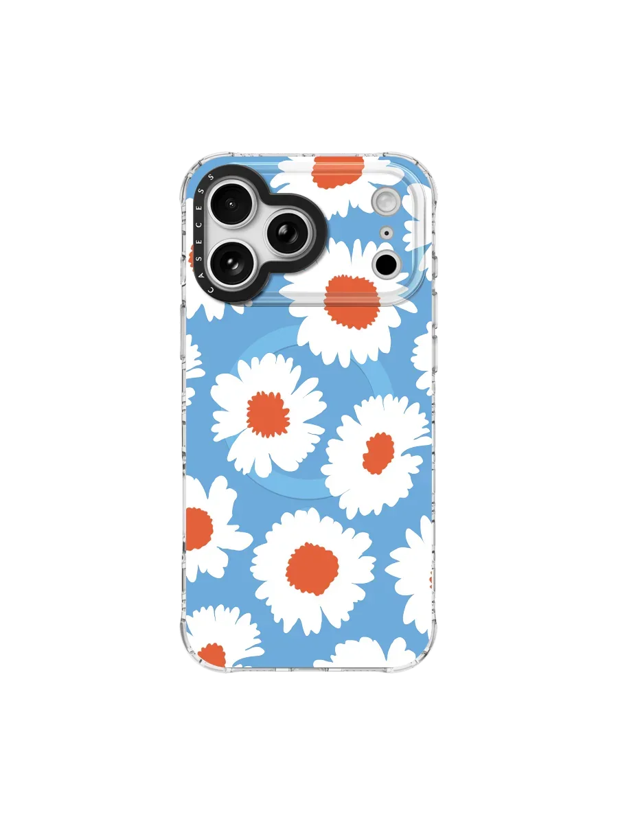 Chrysanthemum Field – Quiet Sky Iridescent iPhone Case – MagSafe Compatible