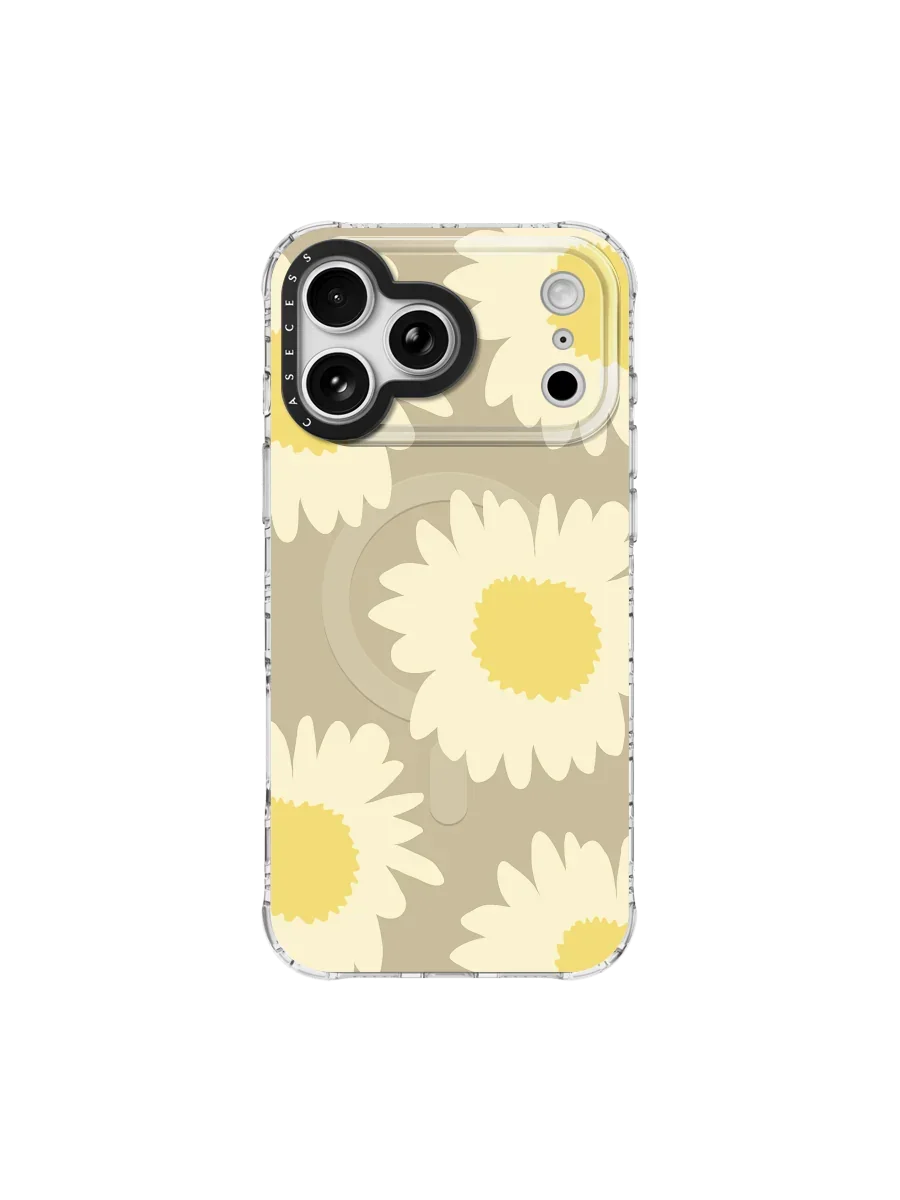 Chrysanthemum Field – Soft Earth Iridescent iPhone Case – MagSafe Compatible