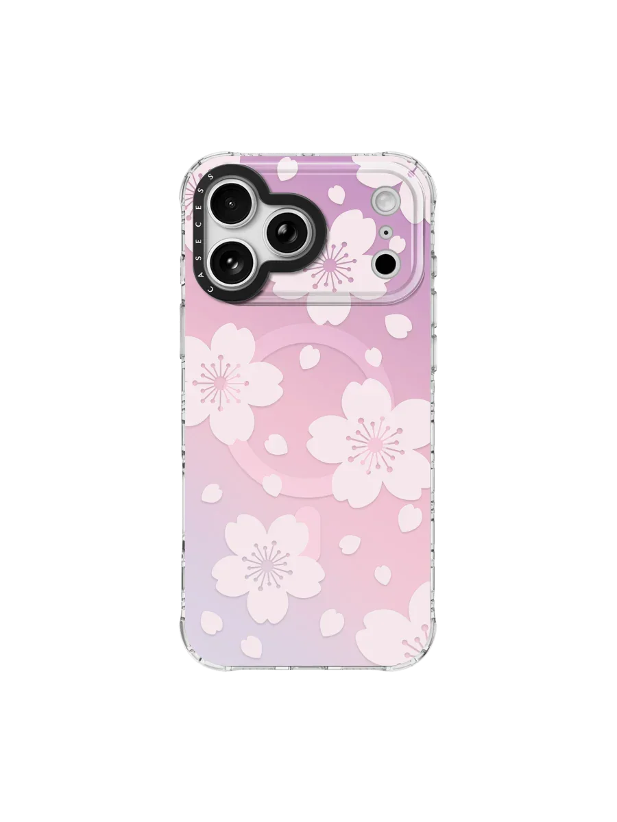 Sakura Drift – Blush Iridescent iPhone Case – MagSafe Compatible