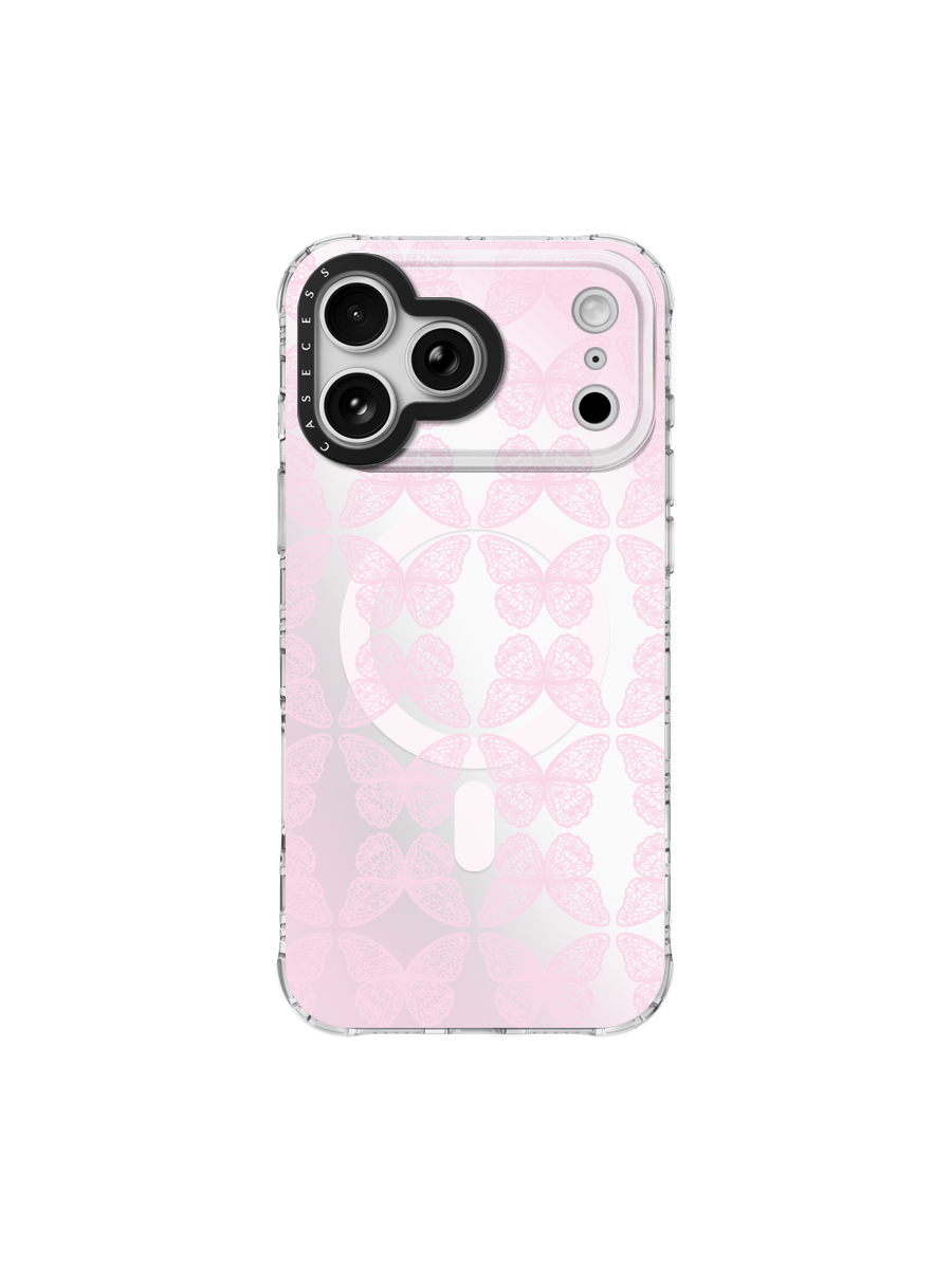 Butterfly Waltz – Blush Pink Iridescent Mirror Case MagSafe Compatible 