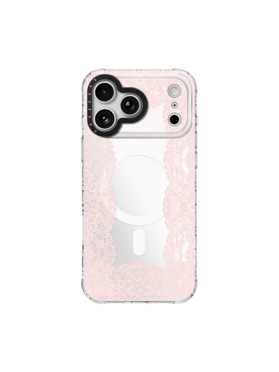 Lace Veil – Blush Pink Iridescent Mirror Case MagSafe Compatible 