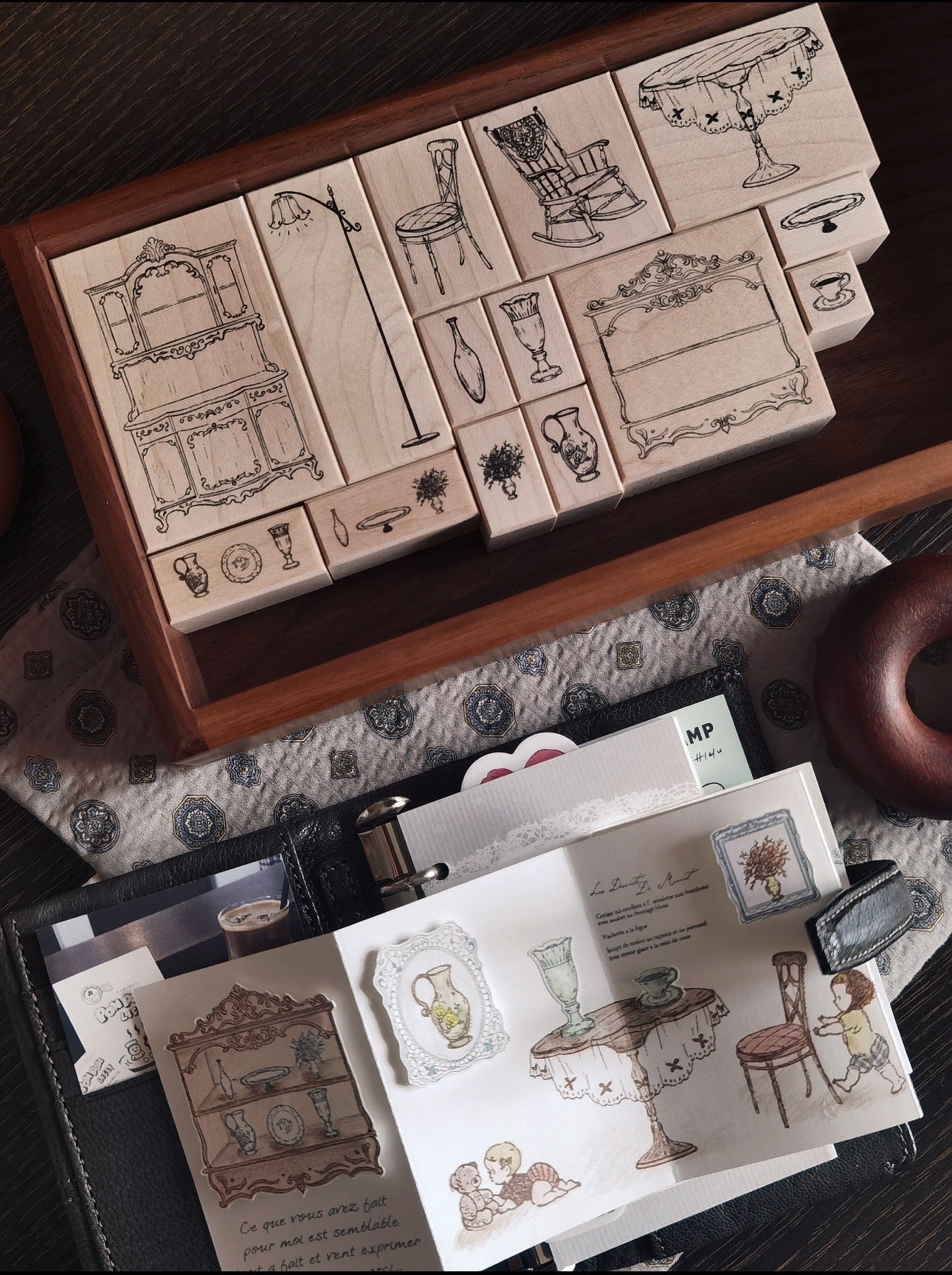 Vintage Cabinet Rubber Stamp Set