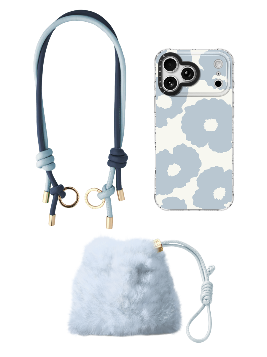 Poppy Reverie –  Soft Blue Crossbody Utility Set 3-Piece