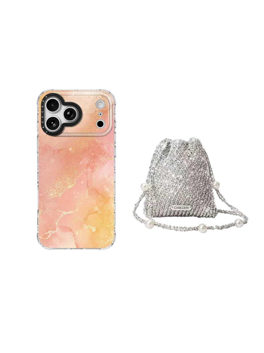 Peach Glow Necklace Pouch Set 2-Piece
