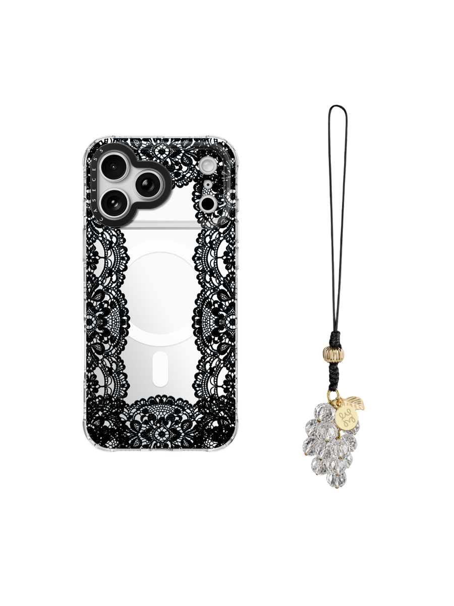 Lace Veil – Midnight Noir Crystal Vine Charm Set 2-Piece