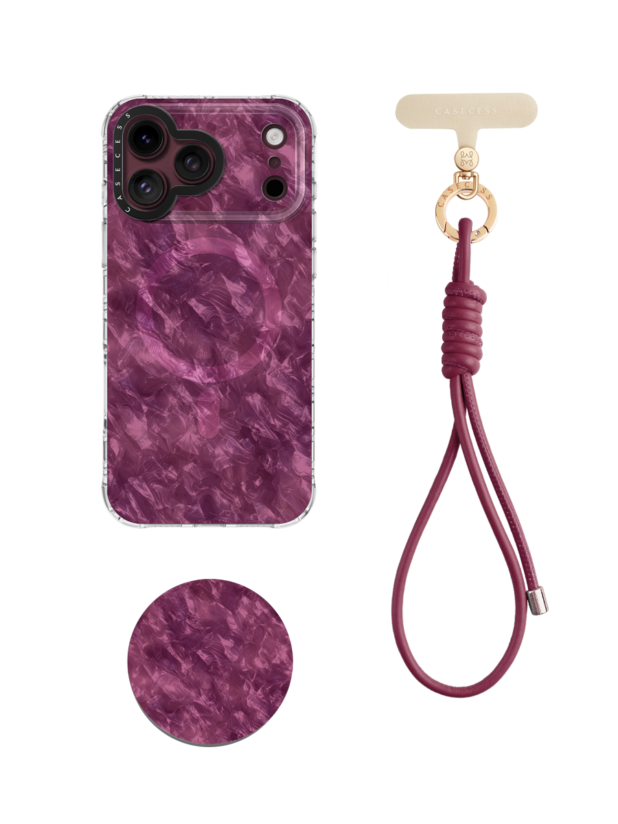 Burgundy Crystal Wrist Carry Set 3-Piece