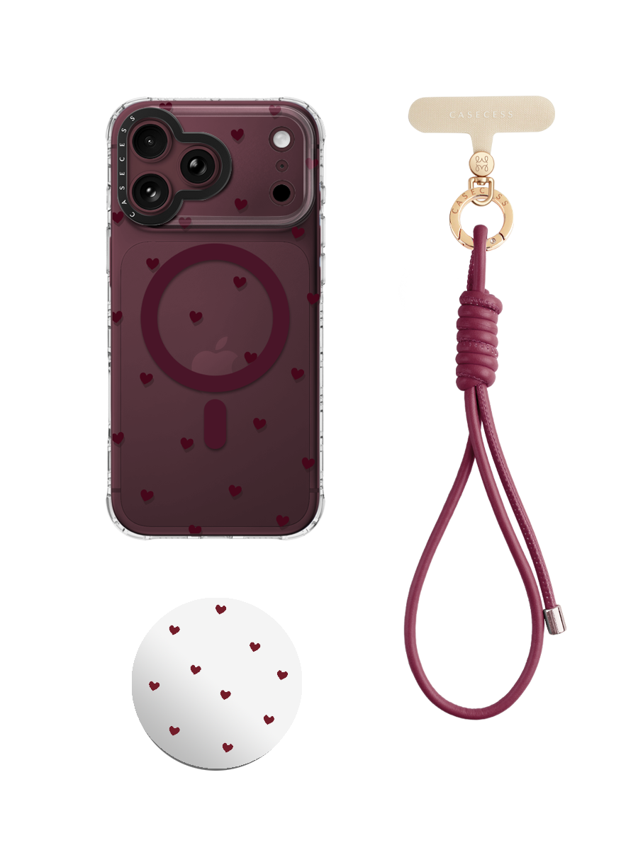 Merlot Heartbeat-Burgundy Wrist Carry Set 3-Piece