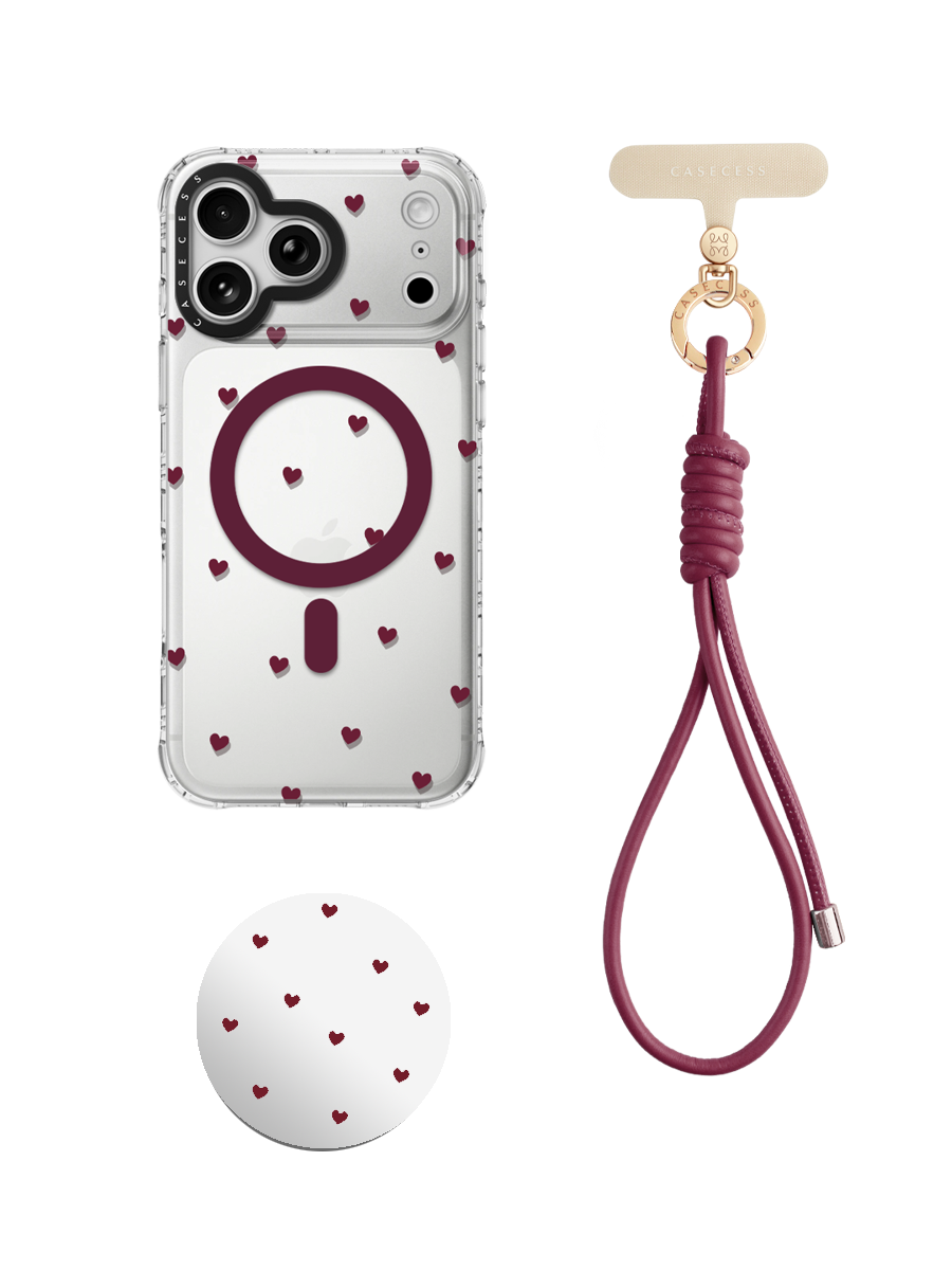 Merlot Heartbeat-Burgundy Wrist Carry Set 3-Piece
