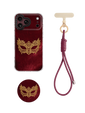 Gilded Phantom Mask – Burgundy & Gold  Wrist Carry Set 3-Piece