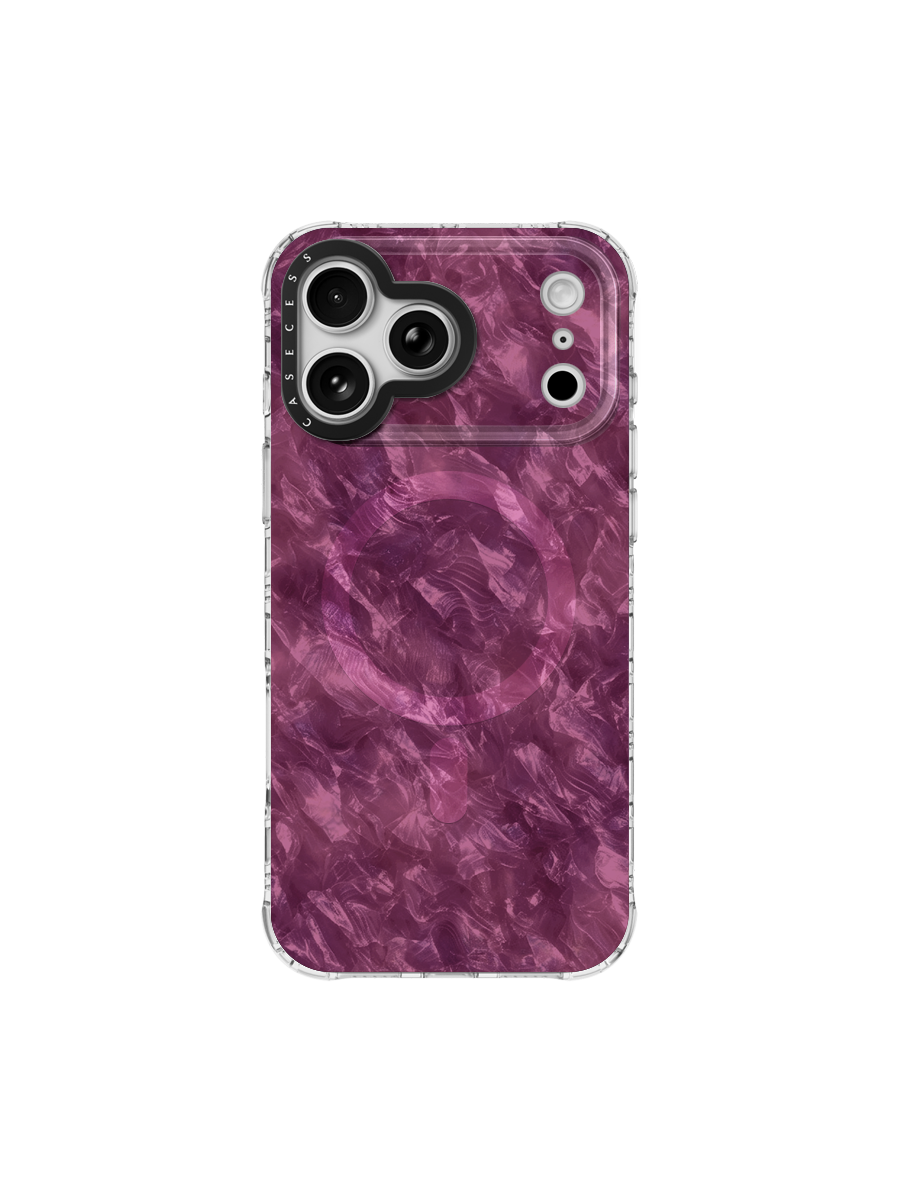 Deep Cherry Crystal Pearl Shell Case MagSafe Compatible