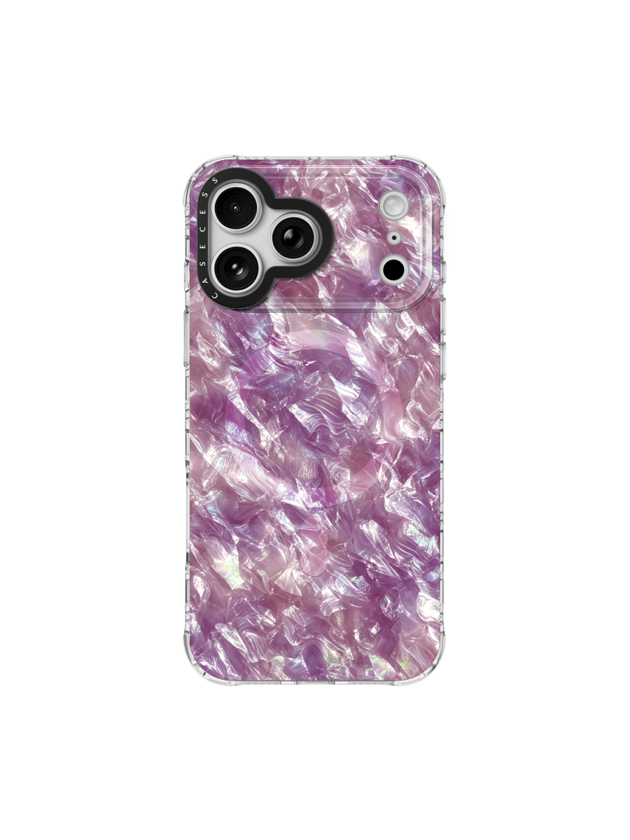 Cherry Blush Crystal Pearl Shell Case MagSafe Compatible