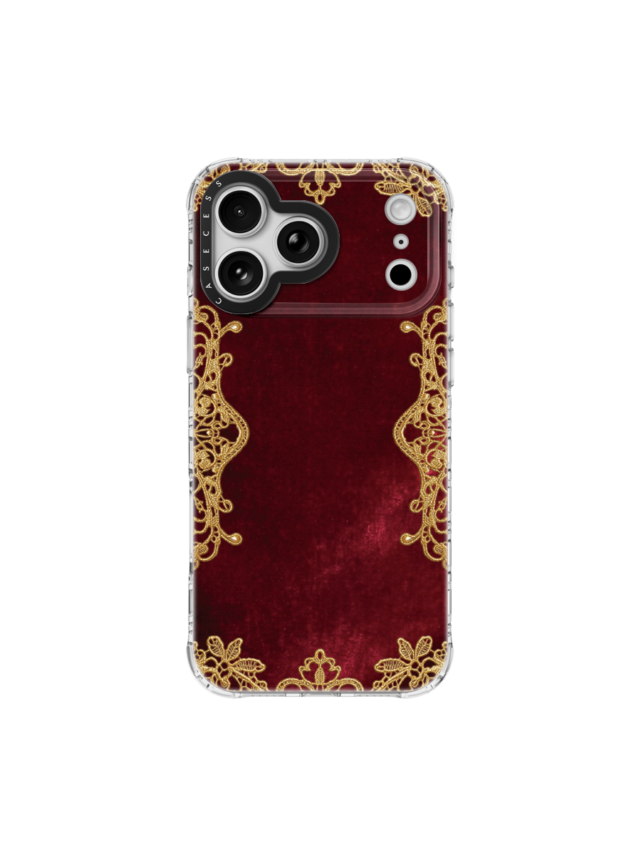 Lace Curtain – Burgundy & Gold Iridescent Mirror Case MagSafe Compatible 
