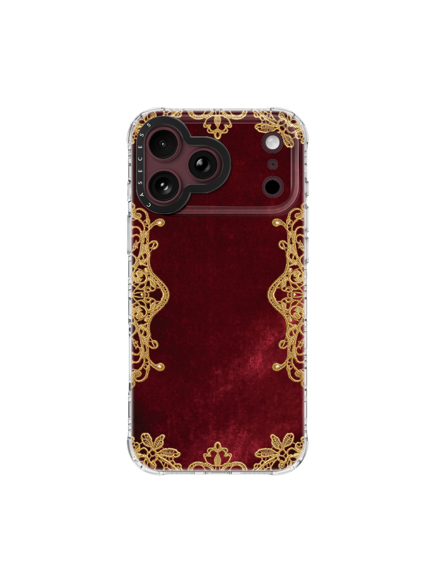 Lace Curtain – Burgundy & Gold Iridescent Mirror Case MagSafe Compatible 