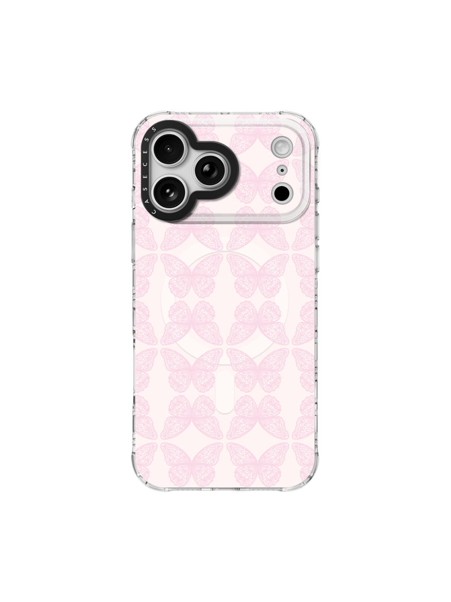 Butterfly Waltz – Blush Pink Iridescent Mirror Case MagSafe Compatible 