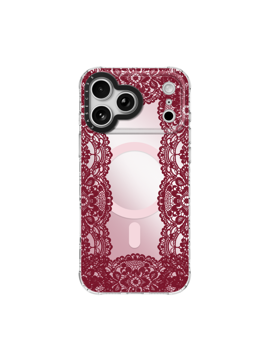 Lace Veil – Crimson Rose Iridescent Mirror Case MagSafe Compatible 