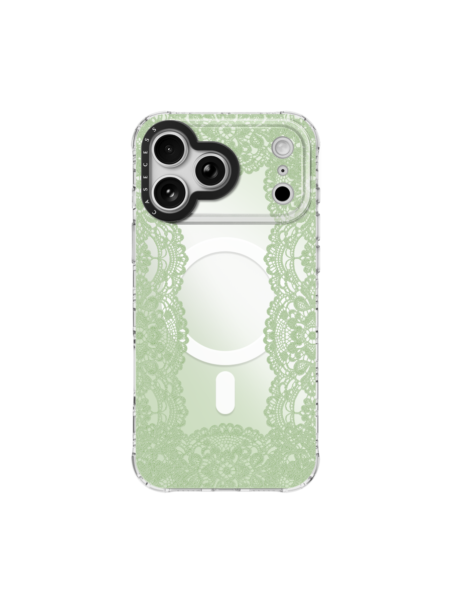 Lace Veil – Sage Bloom Iridescent Mirror Case MagSafe Compatible 