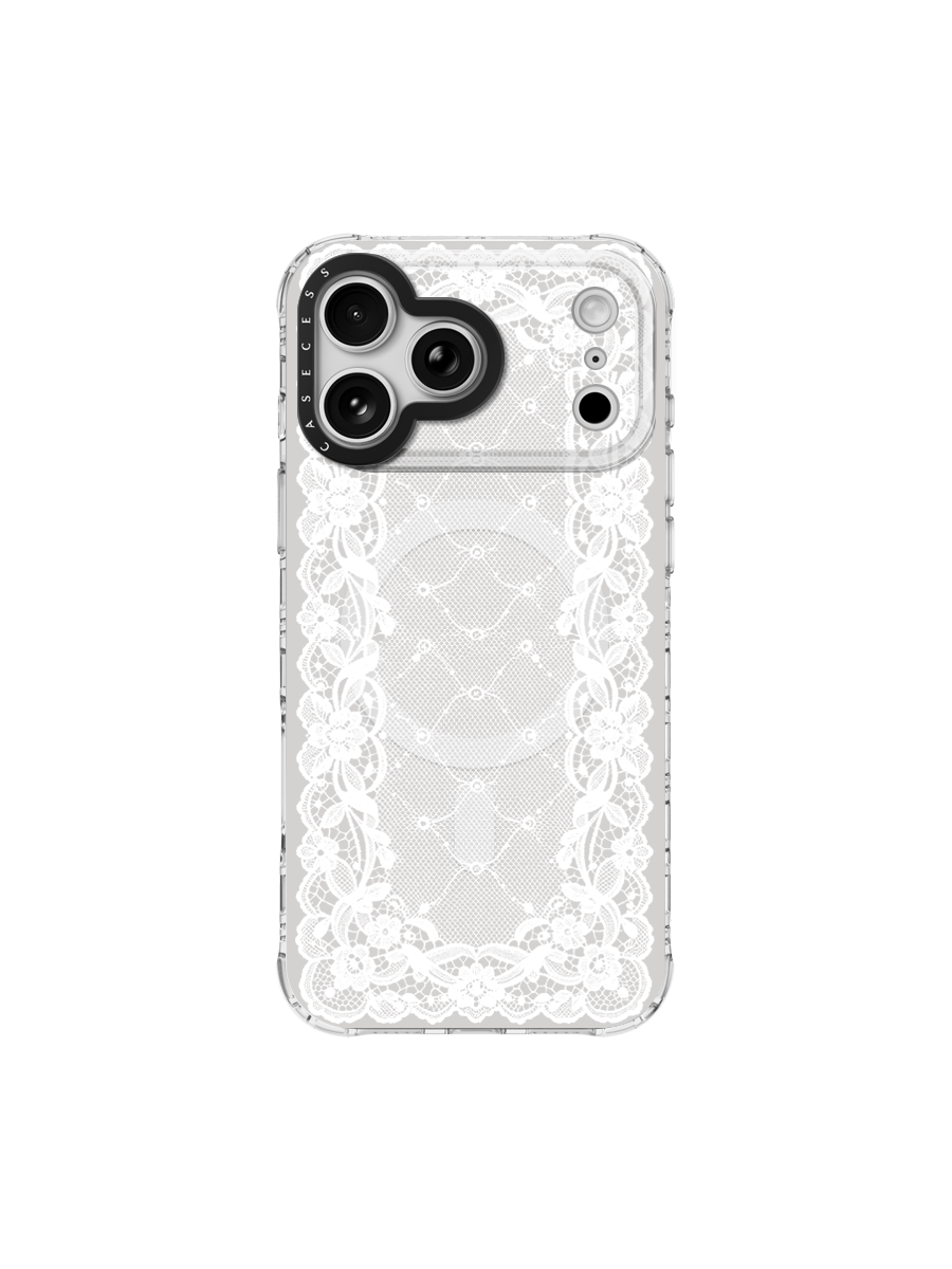 Lace Atelier – Ivory Iridescent Mirror Case MagSafe Compatible 