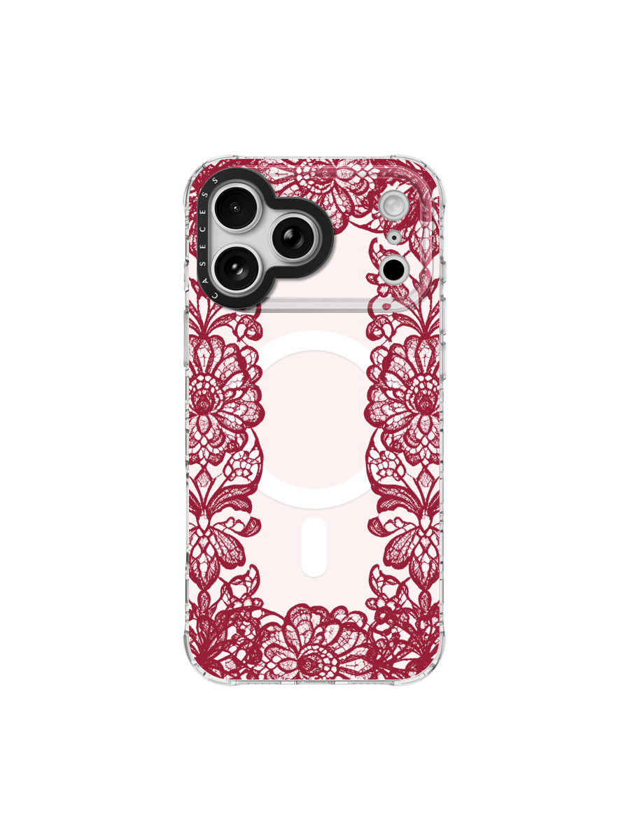 Victorian Keepsake – Crimson Rose Iridescent Mirror Case MagSafe Compatible 