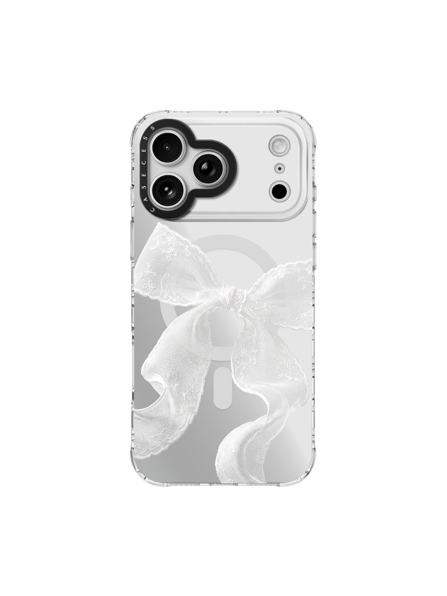 Ribbon Veil – Ivory Mist Iridescent Mirror Case MagSafe Compatible 