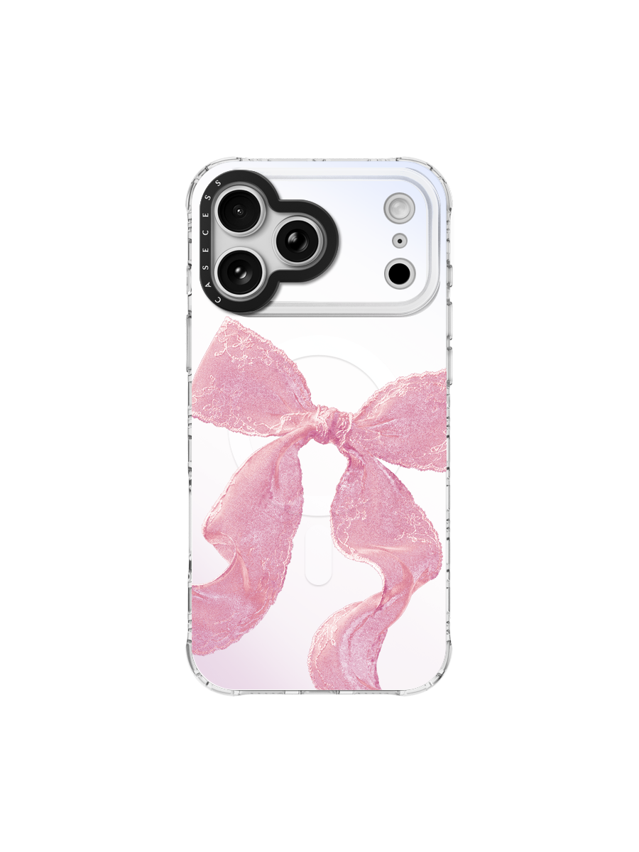 Ribbon Veil – Blush Pink Iridescent Case MagSafe Compatible 