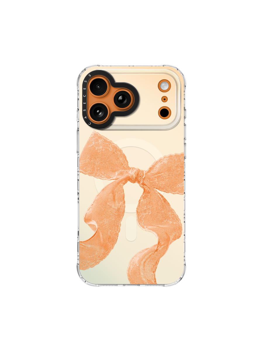Ribbon Veil – Peach Glow Iridescent Case MagSafe Compatible 