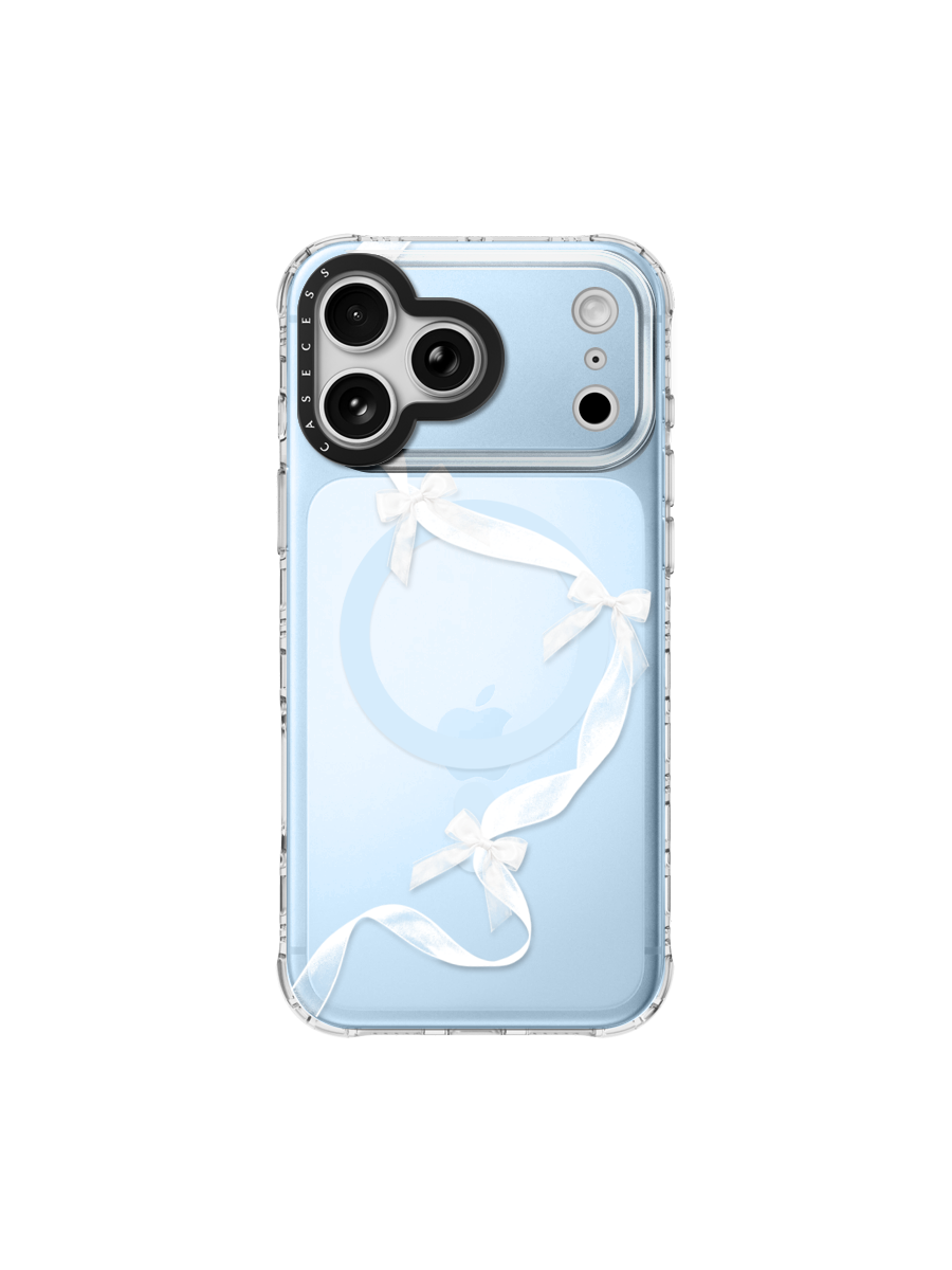 Whispering Ribbon – Cloud Blue Clear Case MagSafe Compatible 