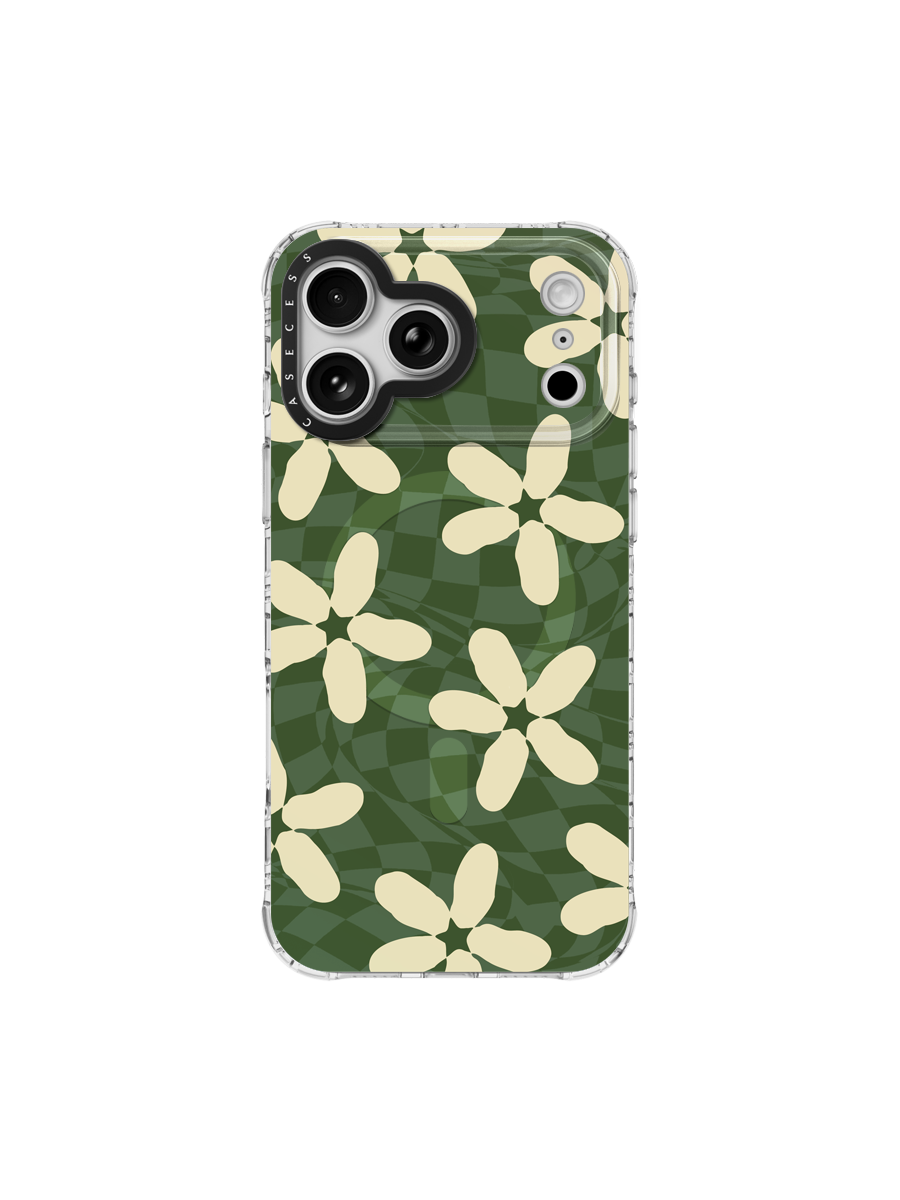 Wavy Bloom – Forest Green Iridescent Case MagSafe Compatible 