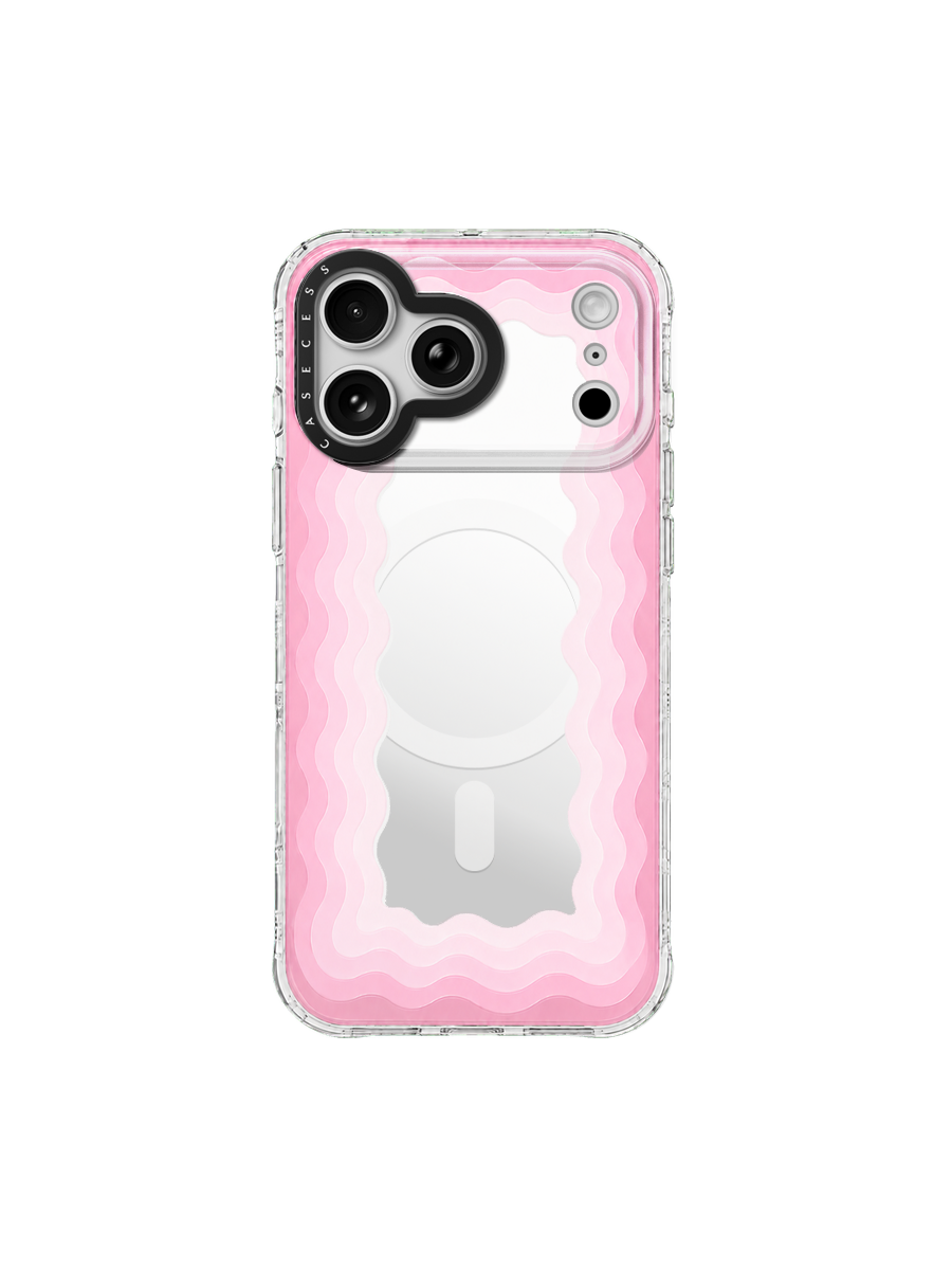 Joyful Ripple – Bubblegum Pink Iridescent Mirror Case MagSafe Compatible 